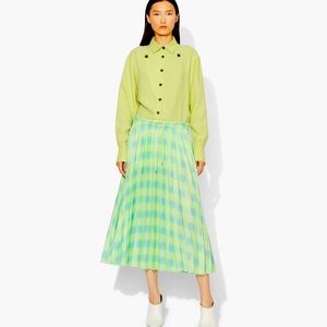 Proenza Schouler - Gingham Georgette Pleated Skirt, size M